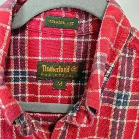 Men's Timberland Weathergear Red Plaid - short sleeve  -Size M - Picture 4 of 8